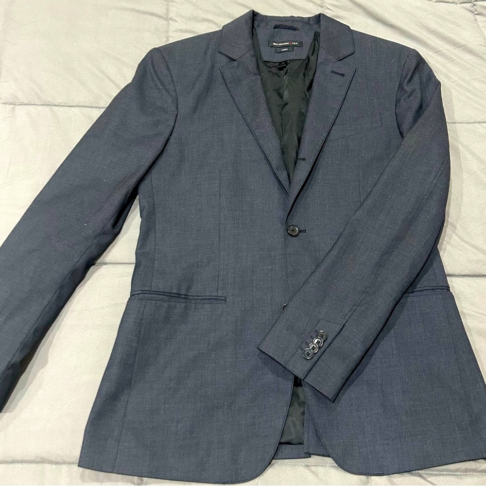 Blue/Grey, Size 38 John Varvatos, Slim Fit Jacket